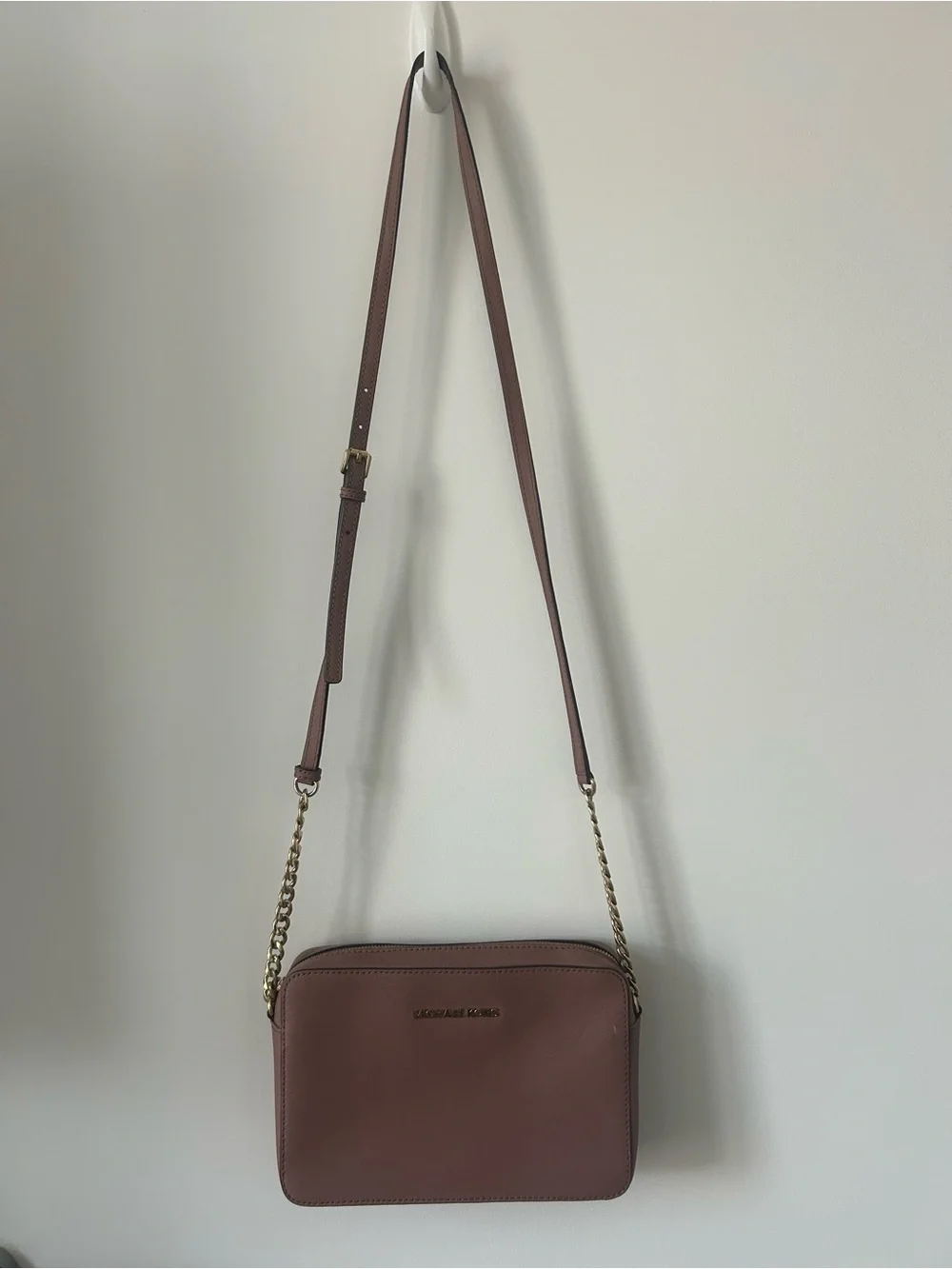 Michael Kors Dusty Rose Jet Set Saffiano Leather Crossbody Bag